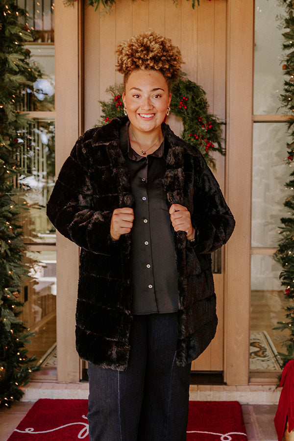 Uptown Charm Faux Fur Coat in Black Curves Image - 4
