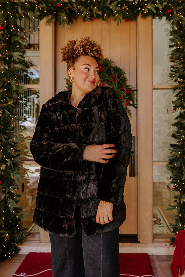 Uptown Charm Faux Fur Coat in Black Curves Image - 1
