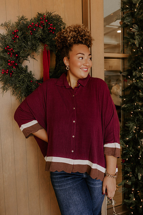 Uptown Gathering Oversized Button Up Top Curves Image - 1