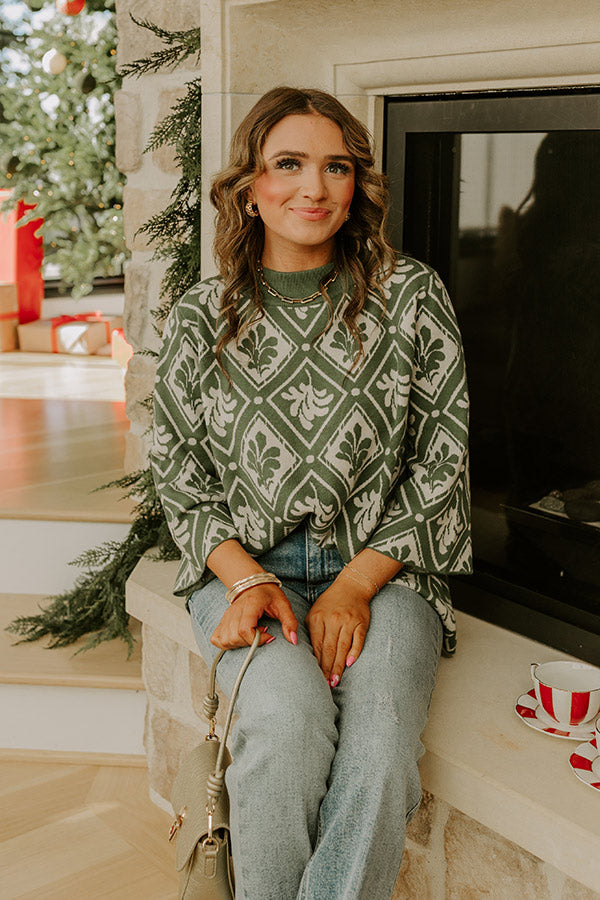 Polished Comfort Knit Sweater Top in Olive Image - 3