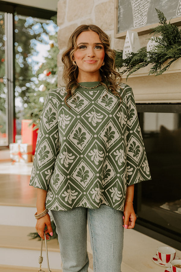 Polished Comfort Knit Sweater Top in Olive Image - 1