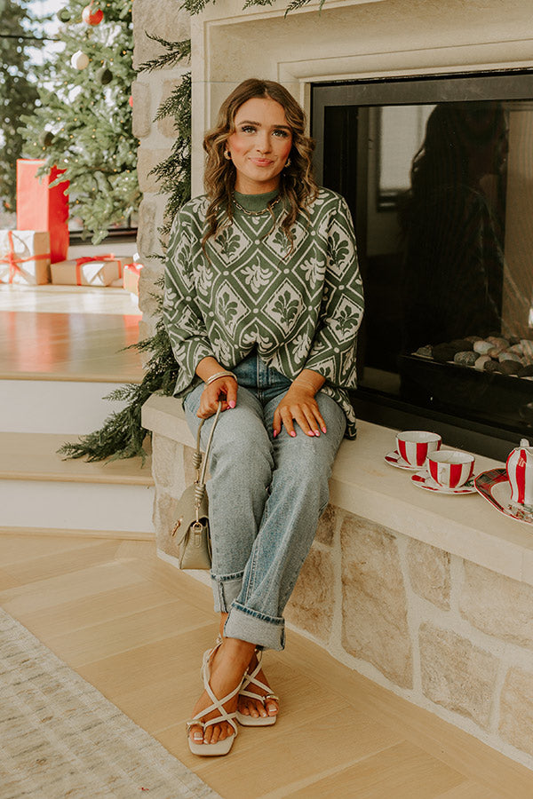 Polished Comfort Knit Sweater Top in Olive Image - 2