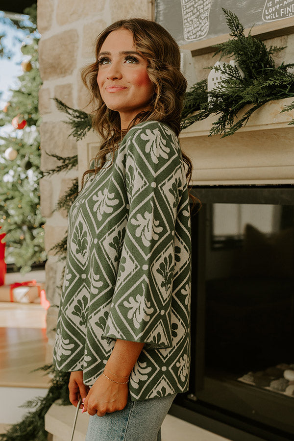 Polished Comfort Knit Sweater Top in Olive Image - 5