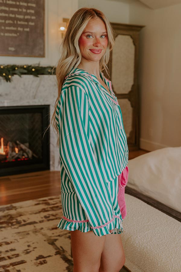 Merry And Bright Satin Pajama Top Image - 4