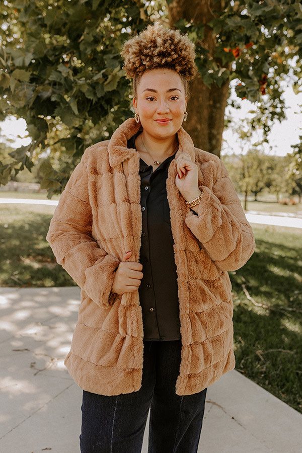 Uptown Charm Faux Fur Coat in Camel Curves Image - 2