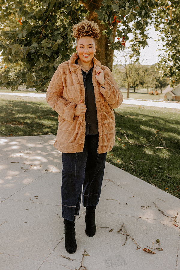 Uptown Charm Faux Fur Coat in Camel Curves Image - 3