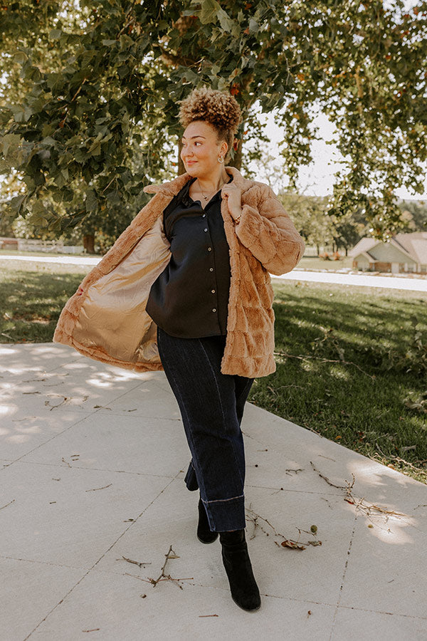Uptown Charm Faux Fur Coat in Camel Curves Image - 1