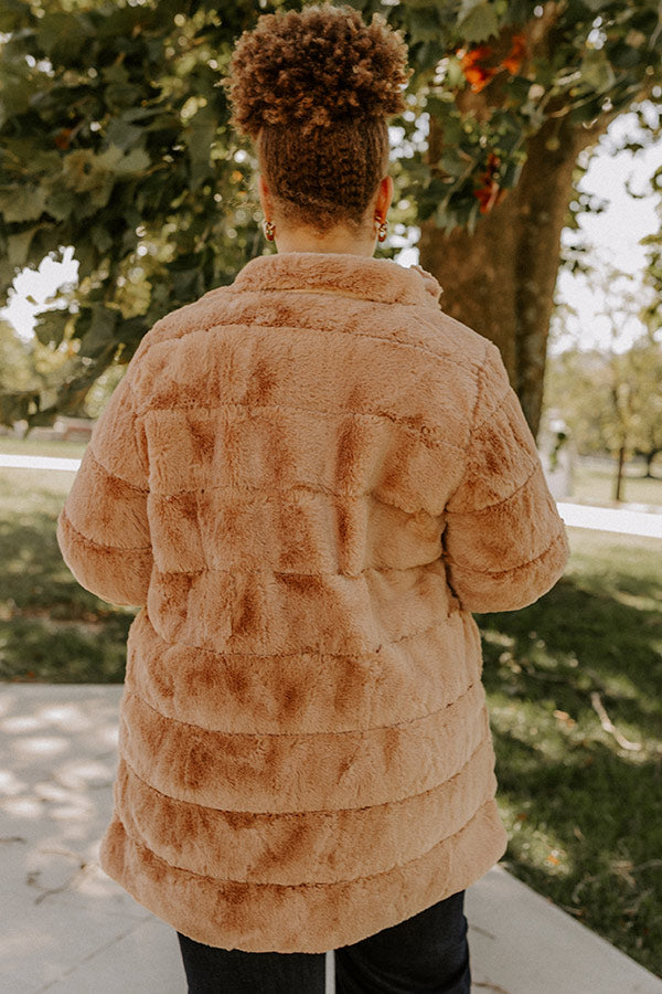 Uptown Charm Faux Fur Coat in Camel Curves Image - 5
