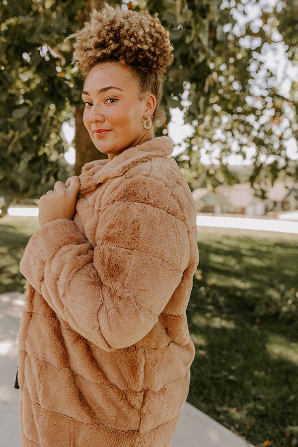 Uptown Charm Faux Fur Coat in Camel Curves Image - 4
