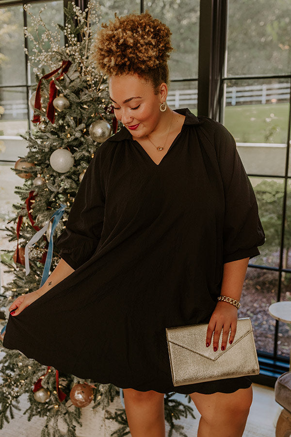 Dinner in Soho Scalloped Mini Dress in Black Curves Image - 3