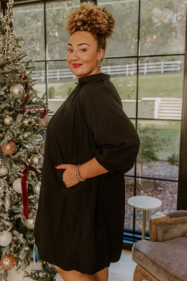 Dinner in Soho Scalloped Mini Dress in Black Curves Image - 4