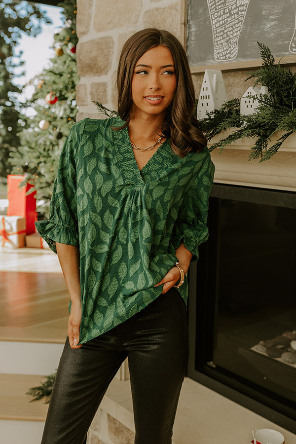 Central Park Leaves Jacquard Top Image - 4