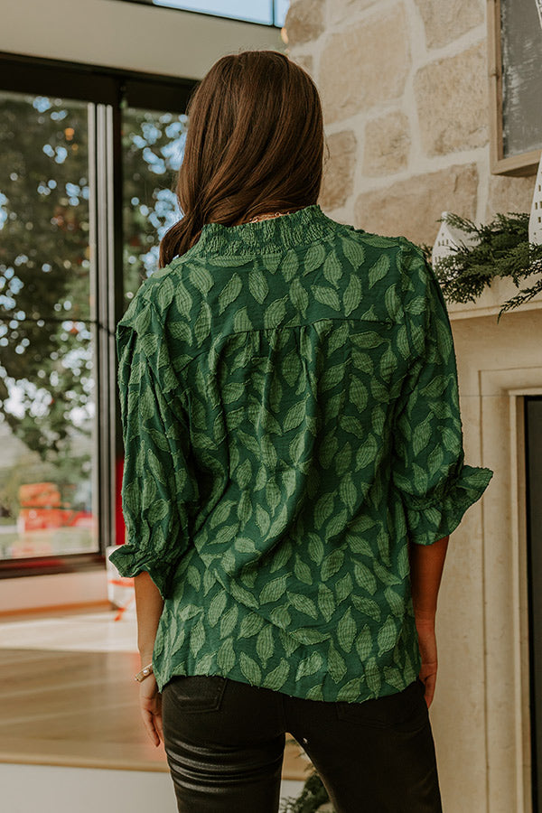 Central Park Leaves Jacquard Top Image - 3