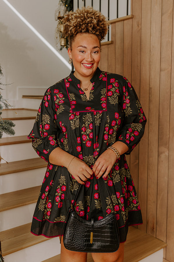 Dinner Party Chic Floral Mini Dress Curves Image - 3