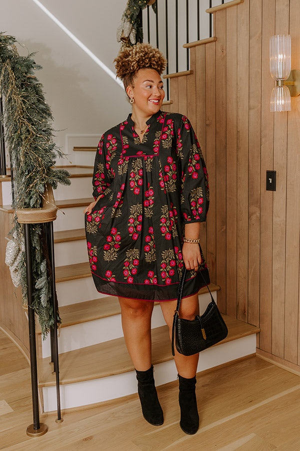 Dinner Party Chic Floral Mini Dress Curves Image - 2