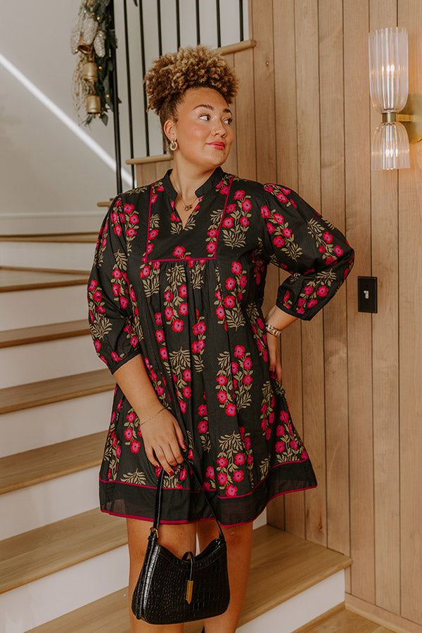 Dinner Party Chic Floral Mini Dress Curves Image - 1