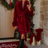 London Afternoon Plush Faux Fur Coat in Merlot Image - 1