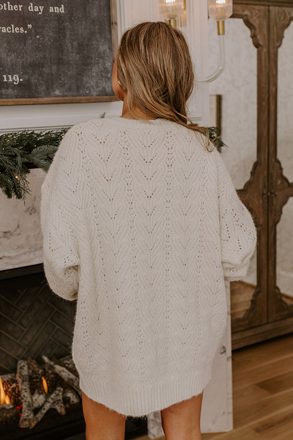 Cozy Feels Pointelle Knit Sweater Mini Dress in Cream Image - 5