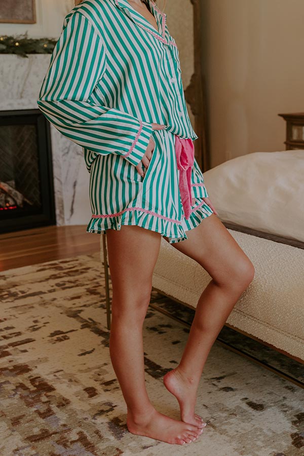 Merry And Bright Satin Pajama Shorts Image - 5