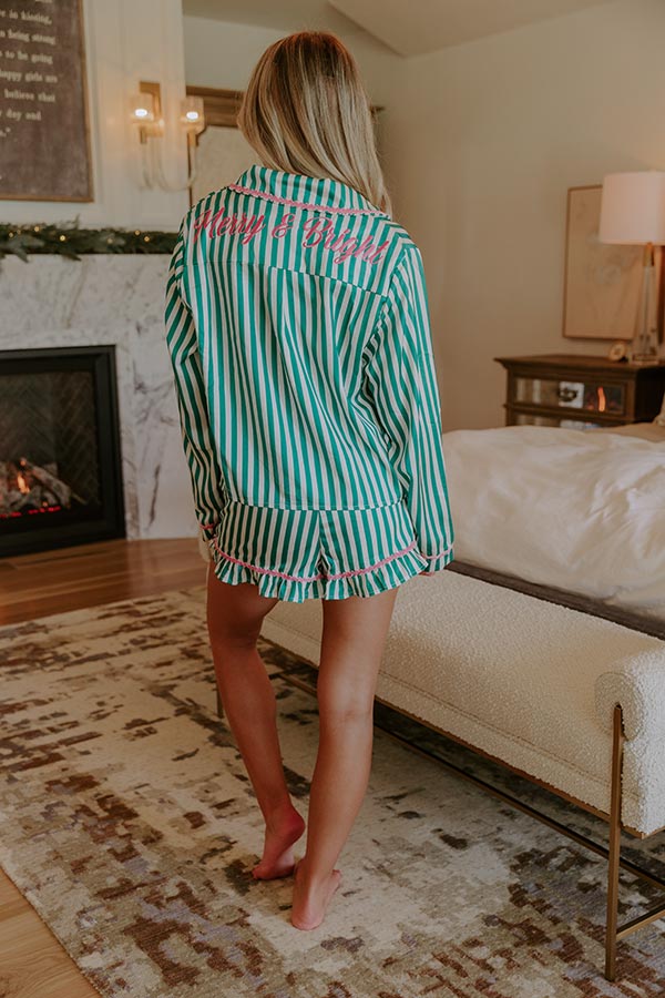 Merry And Bright Satin Pajama Shorts Image - 3