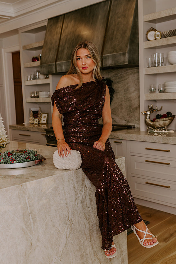 Chic Celebration Sequin Jumpsuit in Chestnut Image - 1