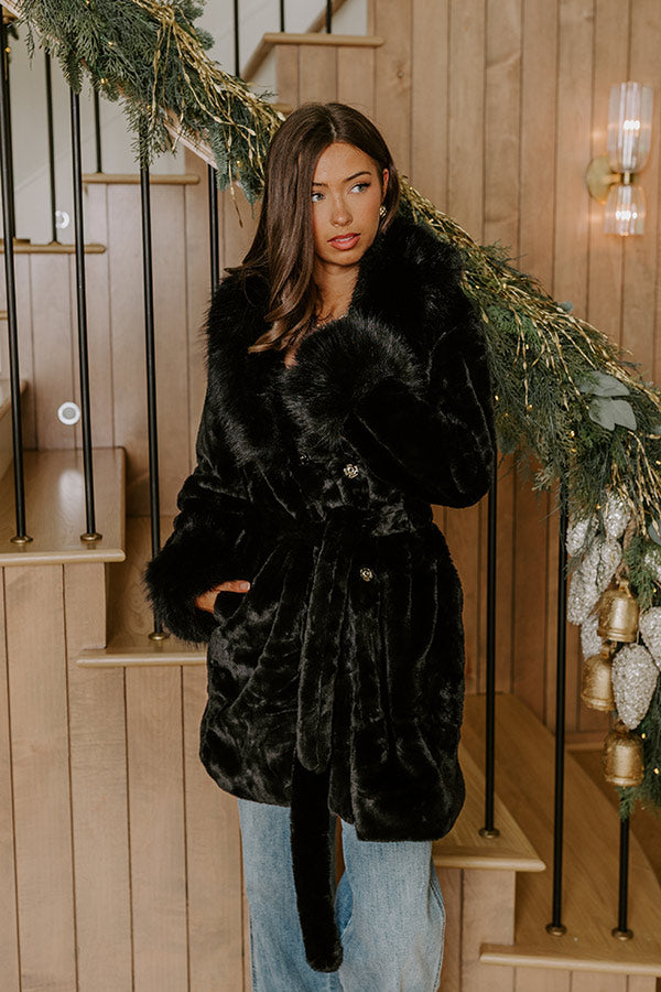 London Afternoon Plush Faux Fur Coat in Black Image - 1