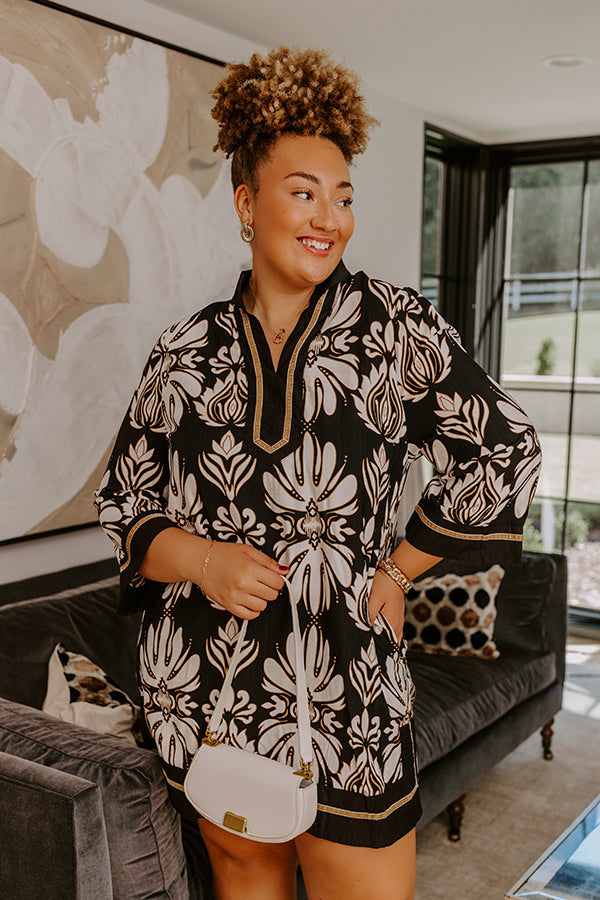 Twilight Grove Floral Mini Dress in Black Curves Image - 2