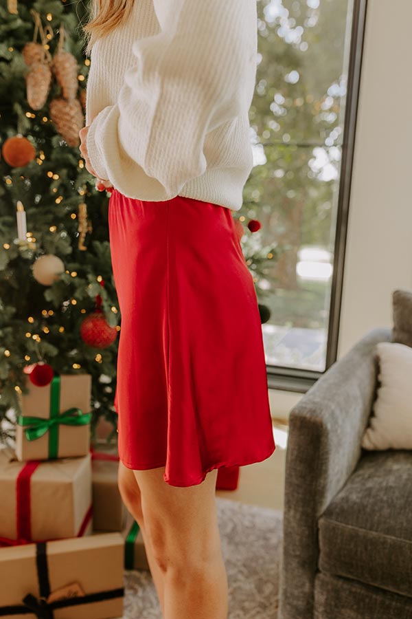Luxe Lifestyle High Waist Satin Mini Skirt in Crimson Image - 3