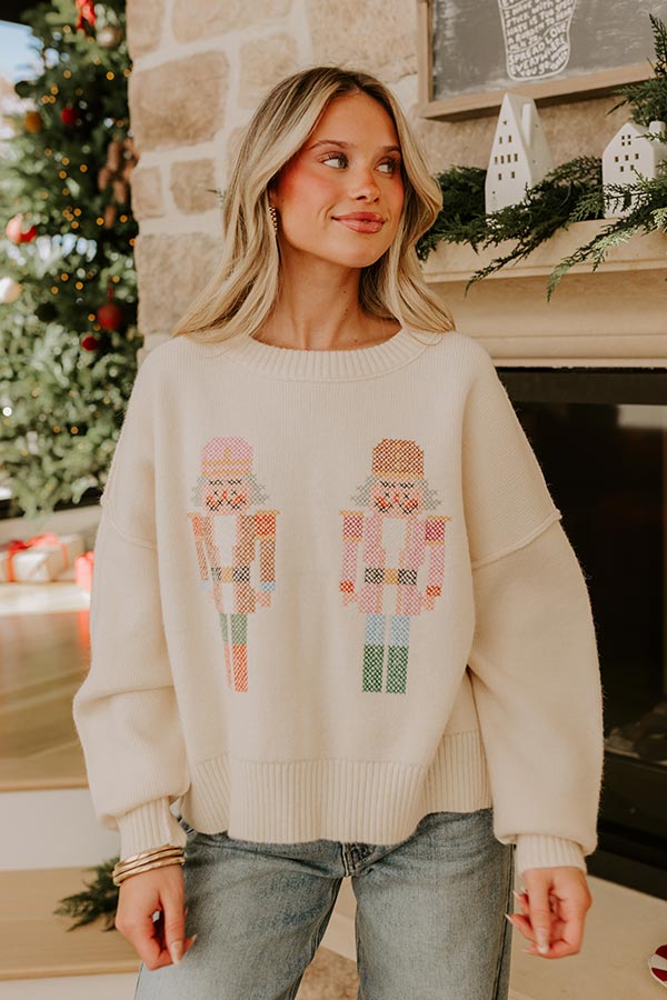 Nutcracker Nights Cross Stitch Knit Sweater Image - 3