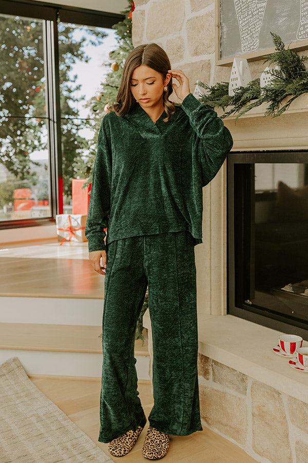 Warm Welcome Chenille Knit Sweatshirt in Hunter Green Image - 2