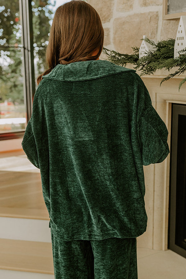 Warm Welcome Chenille Knit Sweatshirt in Hunter Green Image - 4