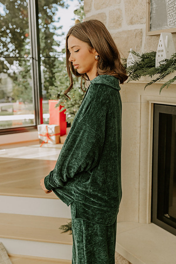 Warm Welcome Chenille Knit Sweatshirt in Hunter Green Image - 5