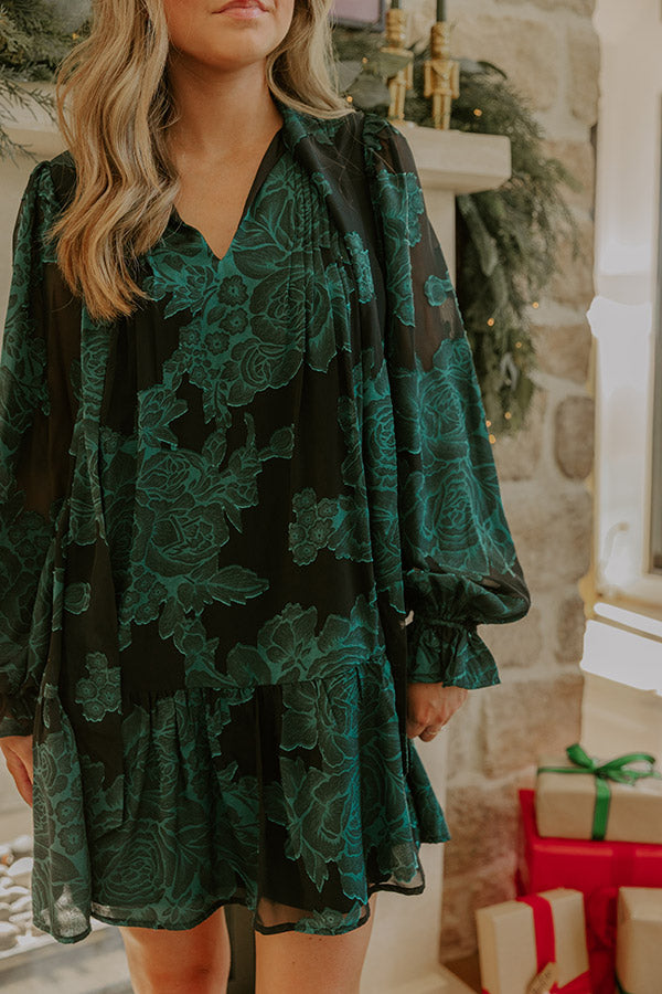 Blooming Grace Floral Jacquard Mini Dress Image - 3