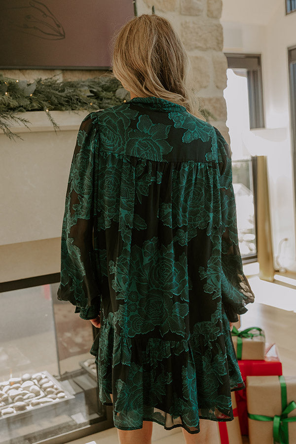 Blooming Grace Floral Jacquard Mini Dress Image - 5