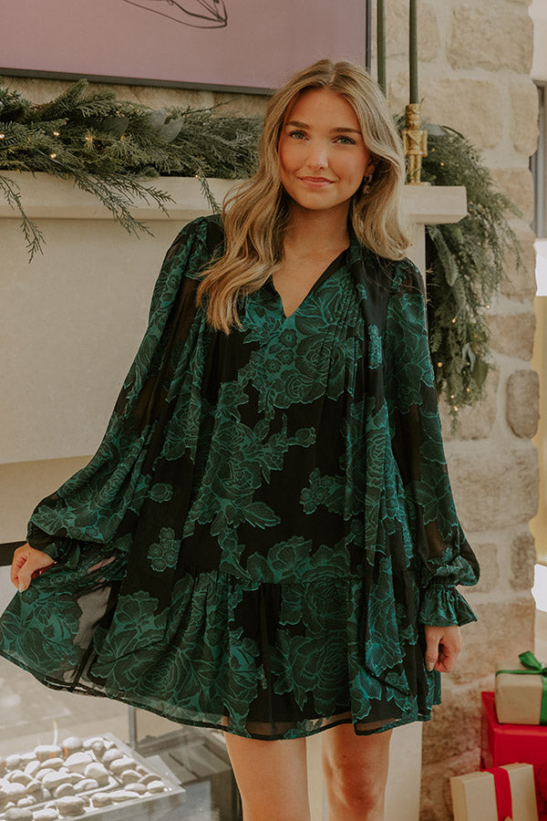 Blooming Grace Floral Jacquard Mini Dress Image - 2