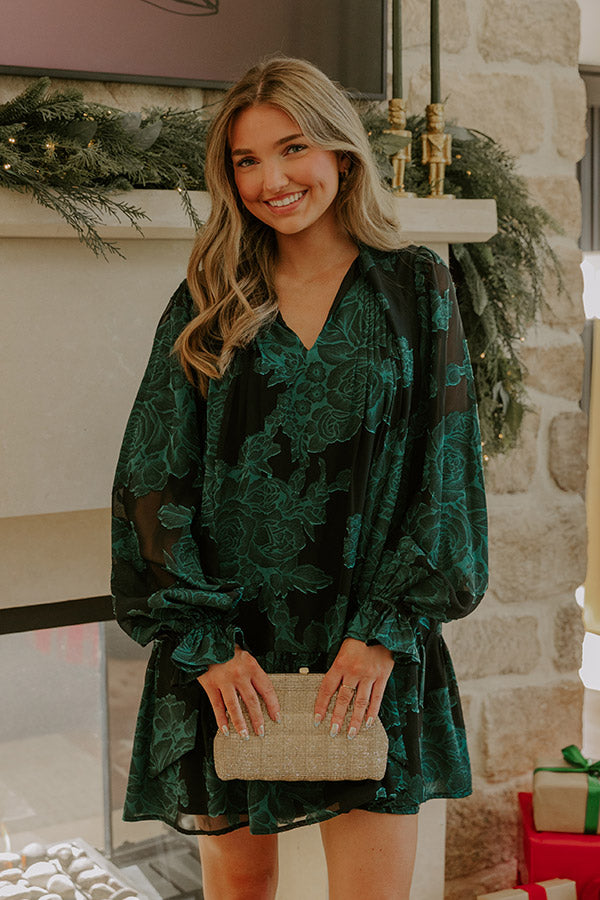 Blooming Grace Floral Jacquard Mini Dress Image - 1