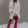 London Afternoon Plush Faux Fur Coat in Ivory Image - 1