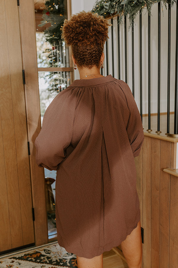 Dinner in Soho Scalloped Mini Dress in Mocha Curves Image - 4