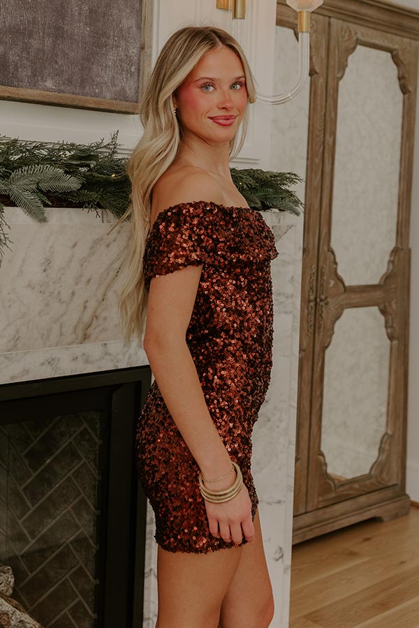Glam And Glitzy Sequin Mini Dress in Chocolate Image - 5