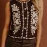 Botanical Charm Embroidered Vest Top in Chestnut Image - 1