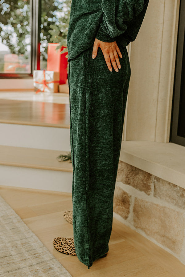 Warm Welcome High Waist Chenille Knit Pants in Hunter Green Image - 3