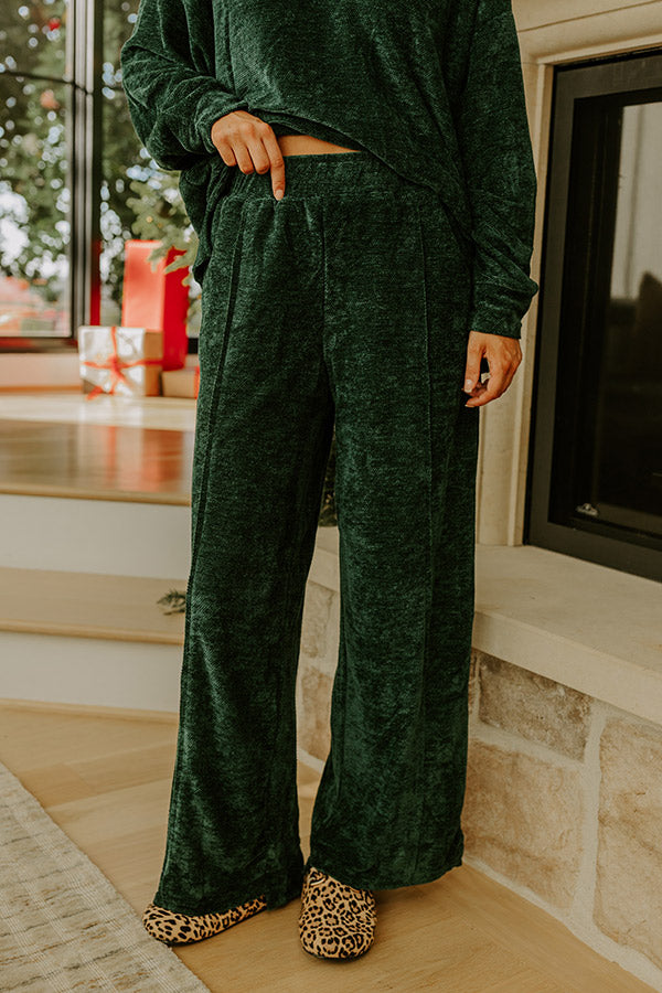 Warm Welcome High Waist Chenille Knit Pants in Hunter Green Image - 2