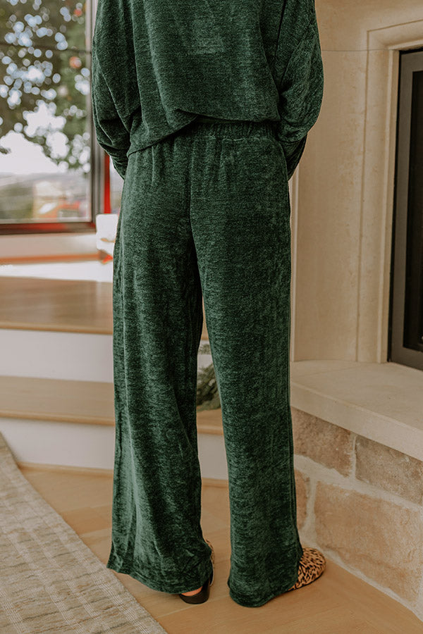 Warm Welcome High Waist Chenille Knit Pants in Hunter Green Image - 4