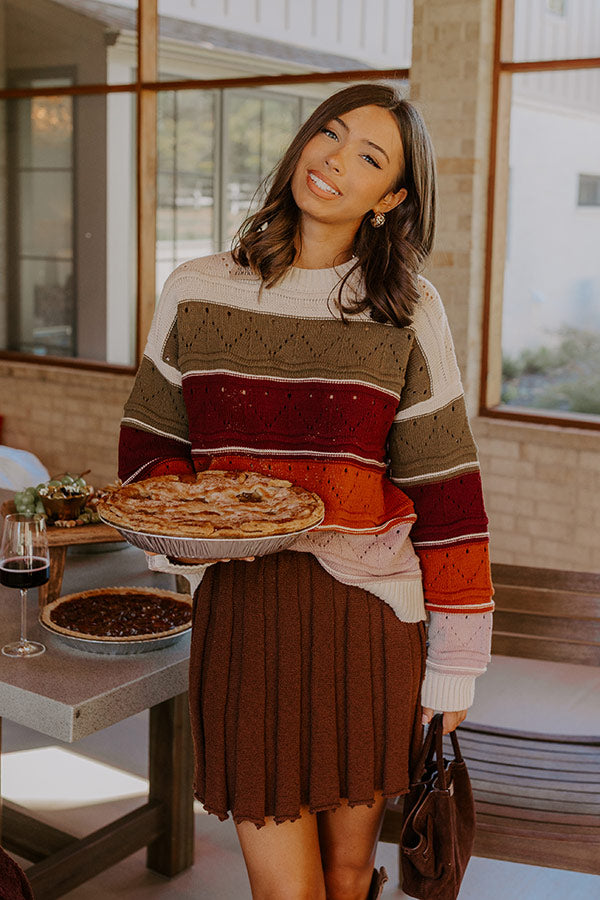 Cafe Chic Pointelle Knit Stripe Sweater Image - 2