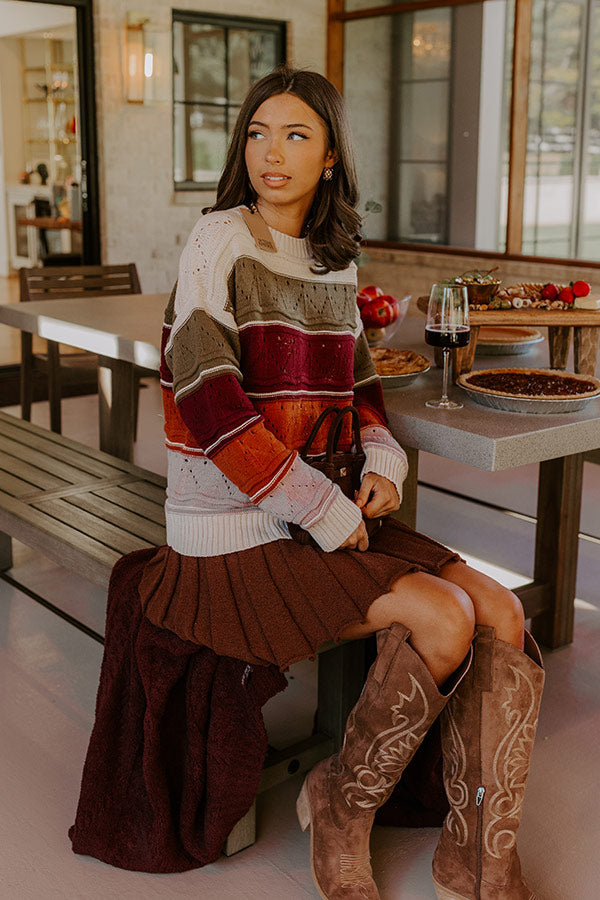 Cafe Chic Pointelle Knit Stripe Sweater Image - 3