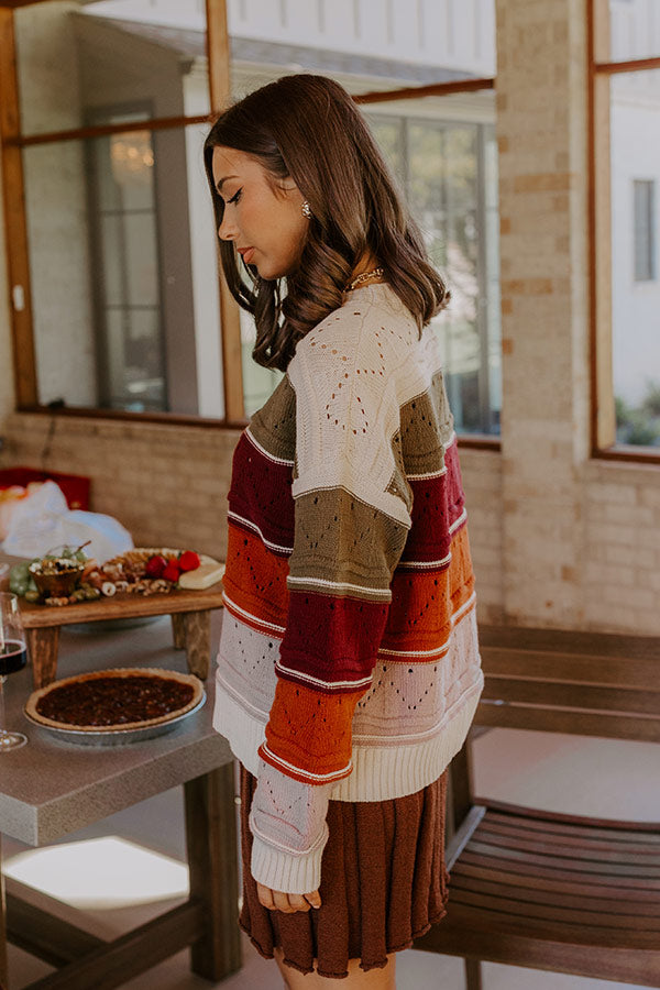 Cafe Chic Pointelle Knit Stripe Sweater Image - 5