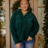 Warm Welcome Chenille Knit Sweatshirt in Hunter Green Curves Image - 1