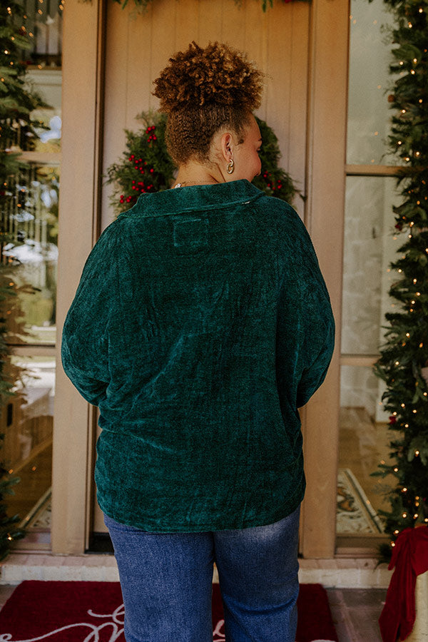 Warm Welcome Chenille Knit Sweatshirt in Hunter Green Curves Image - 2
