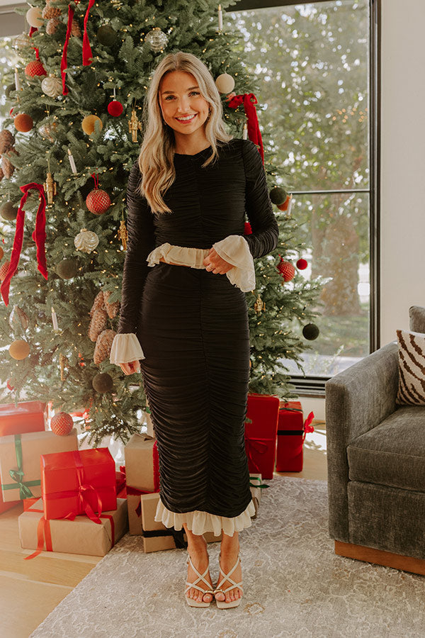 Paris Views High Waist Ruched Midi Skirt Image - 1