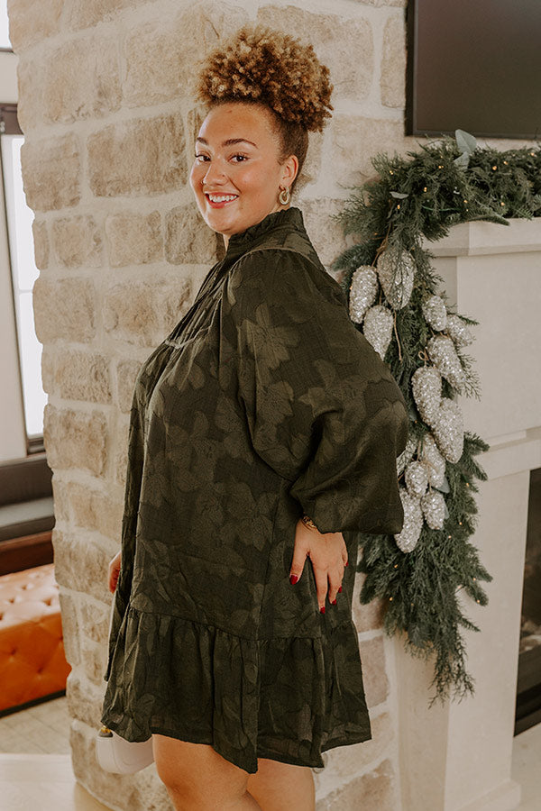 Uptown Gathering Floral Jacquard Mini Dress Curves Image - 4